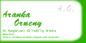 aranka ormeny business card